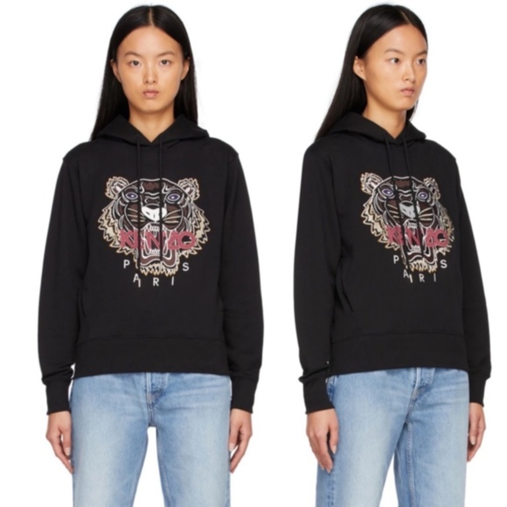 KENZO Tiger Embroidered Cotton Hoodie